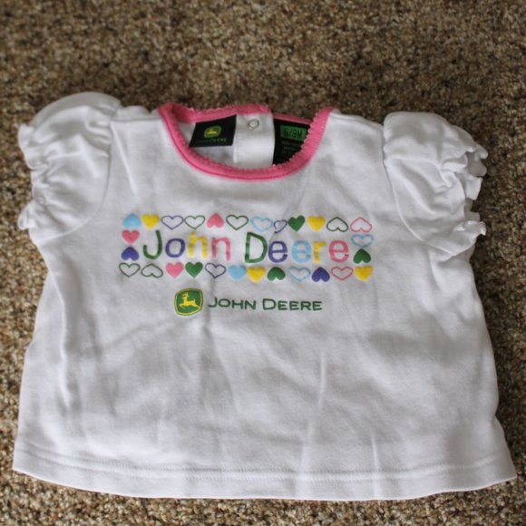 John Deere Girls Pink/White 6-9M Shirt